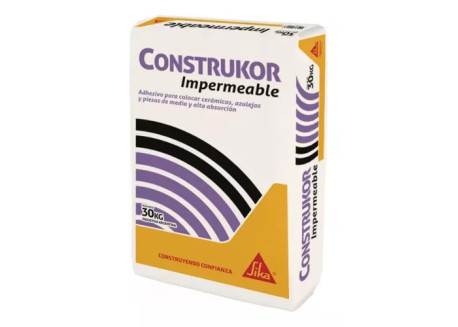 CONSTRUKOR IMPERMEABLE ADHESIVO PARA COLOCACIÓN DE CERÁMICOS Y AZULEJOS 30 KG