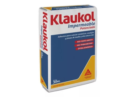 KLAUKOL IMPERMEABLE AHESIVO POTENCIADO PARA LA COLOCACION CERAMICOS Y AZULEJOS  30 KG